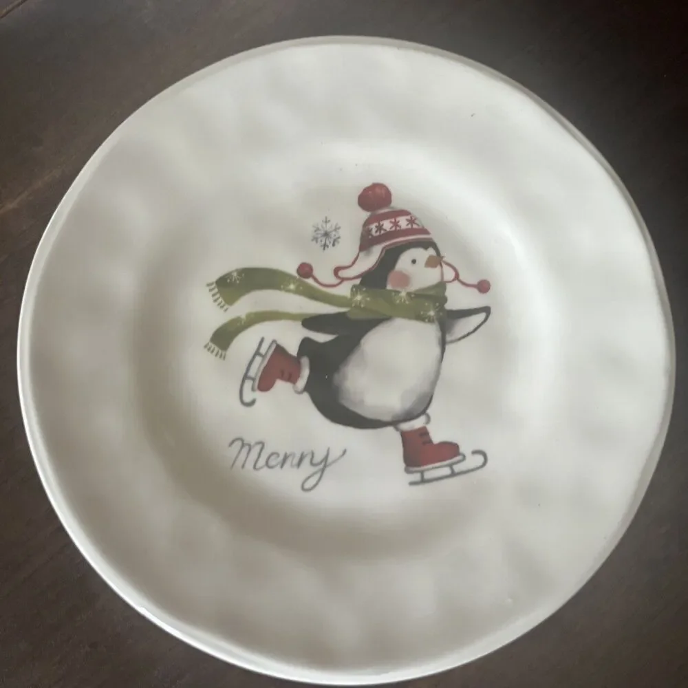 Pier 1 Imports Set Of (4) Christmas Appetizer Plates  6” NEW In Box
